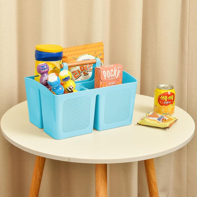 A-Link Portable Shower Caddy Basket with Compartments, Plastic Divided Cleaning Caddy Organizer Storage Tote with Handle for Bathroom, College, Dorm Room Essentials - Blue - Image 5